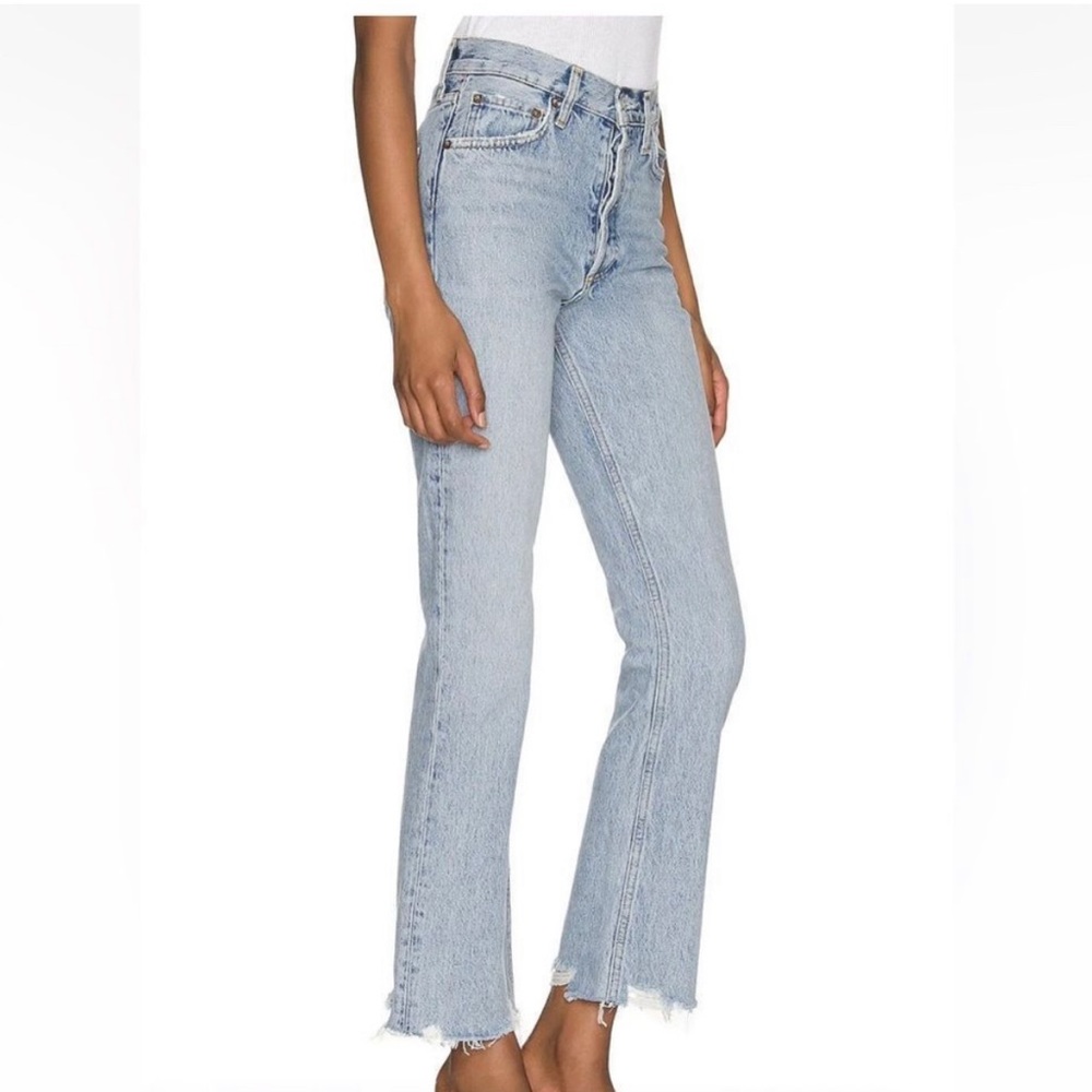 AGOLDE Mid Rise Relaxed Boot in Curio size 28 new raw hem revolve jeans